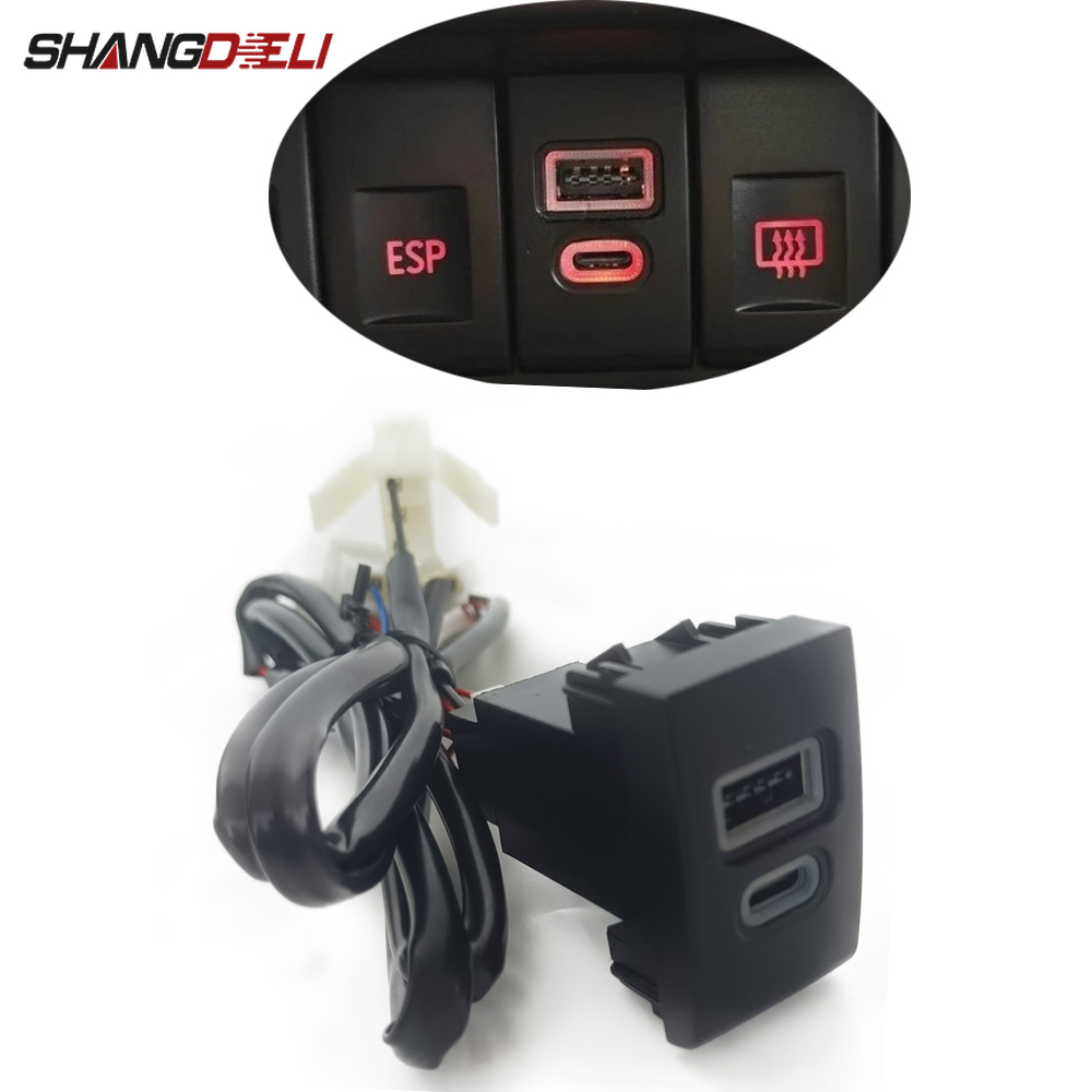 Usb C Power Adapter - Prise de chargeur de voiture QC3.0,