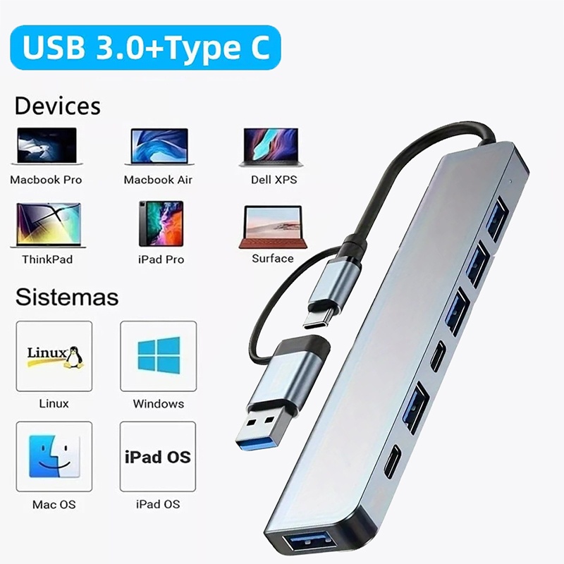 Laptop Accessories Macbook - Hub USB3.0 2 en 1, 7