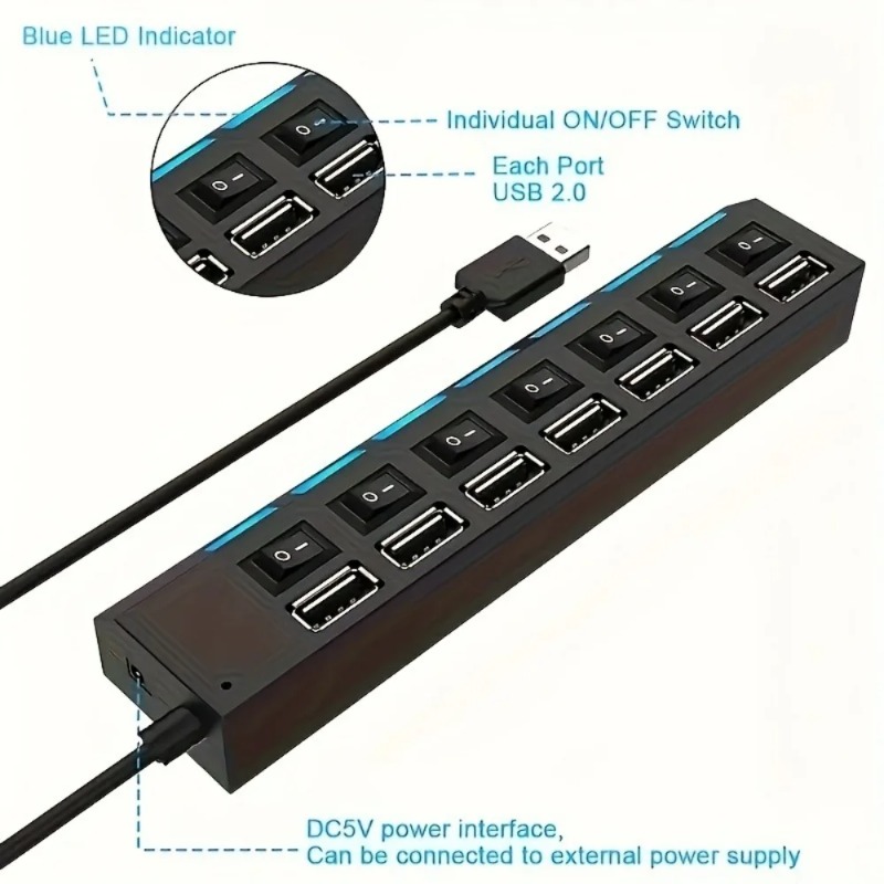 Hub USB 2.0 4/7 ports, adaptat - Laptop Accessories Macbook avis et prix